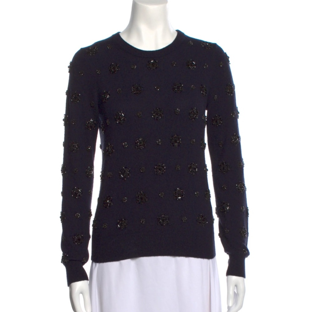 Michael Kors Collection Navy Long Sleeve Cashmere Crew Neck Sweater Size XS Wome